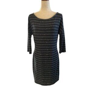 Express Black and Gray Striped Mini Dress